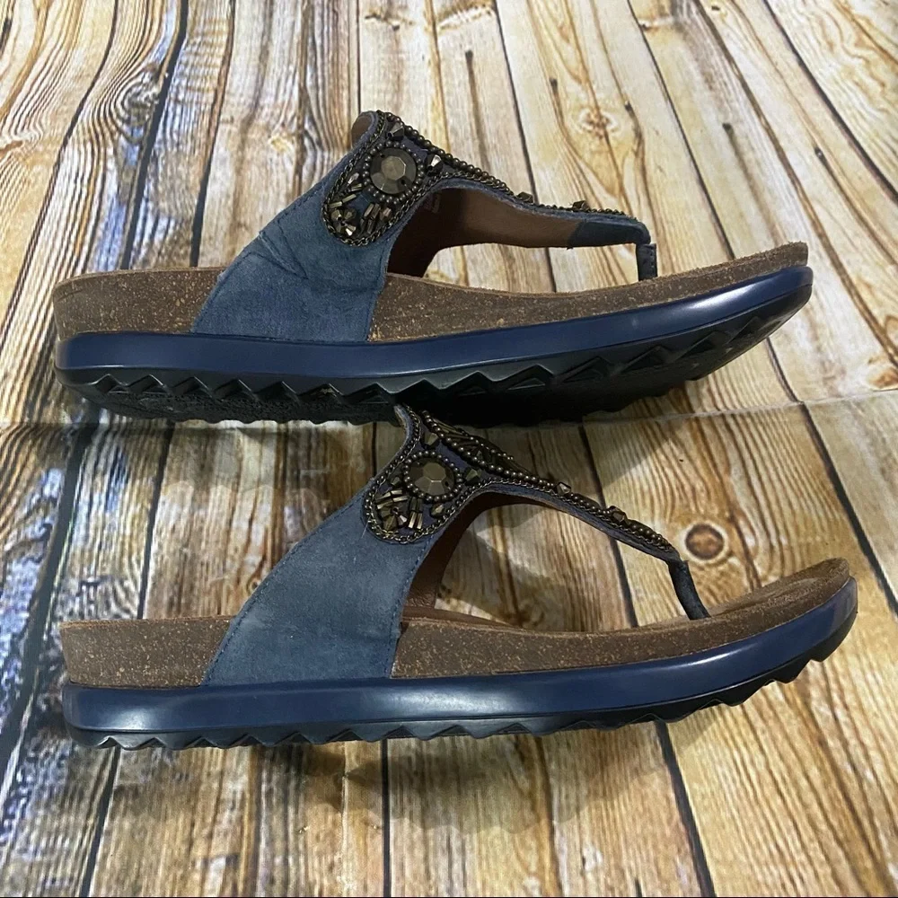 Dansko Women's Blue Beaded Thong Sandals - Picture 3 of 5